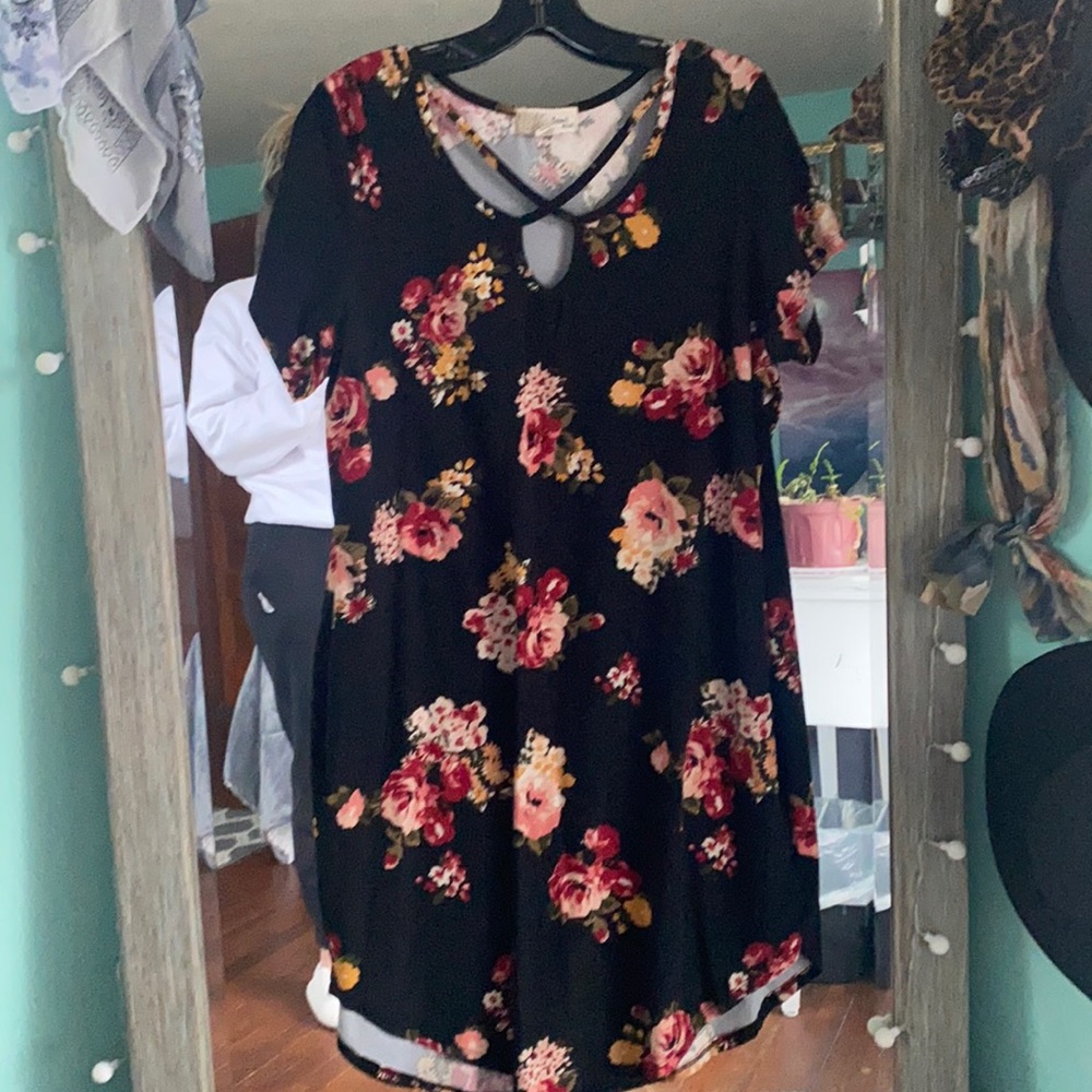 Sauci 1XL floral black dress